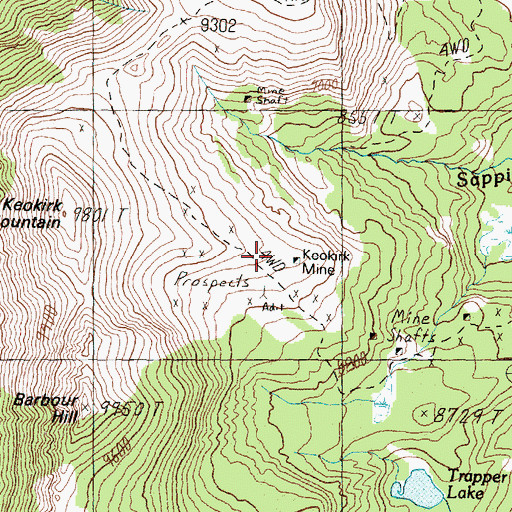 Topographic Map of Keokirk Mine, MT