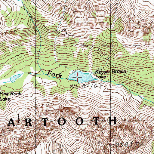 Topographic Map of Keyser Brown Lake, MT