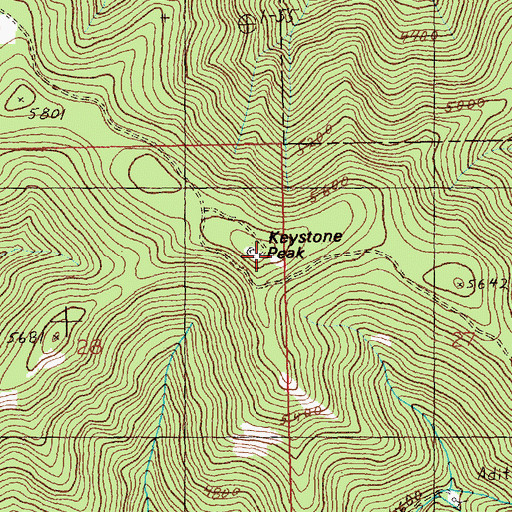 Topographic Map of Keystone Peak, MT