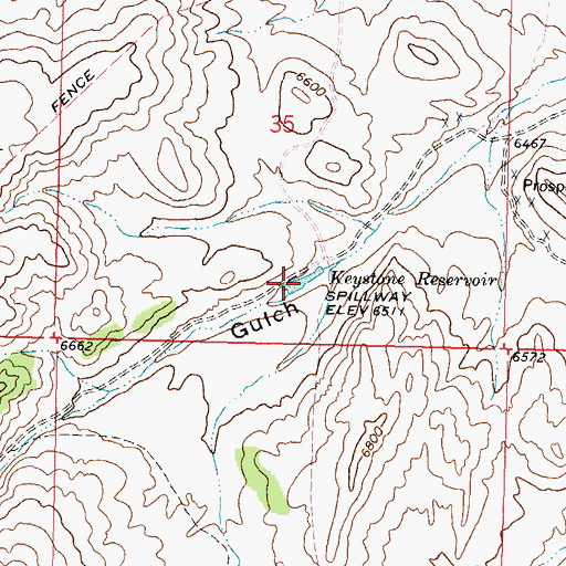 Topographic Map of Keystone Reservoir, MT