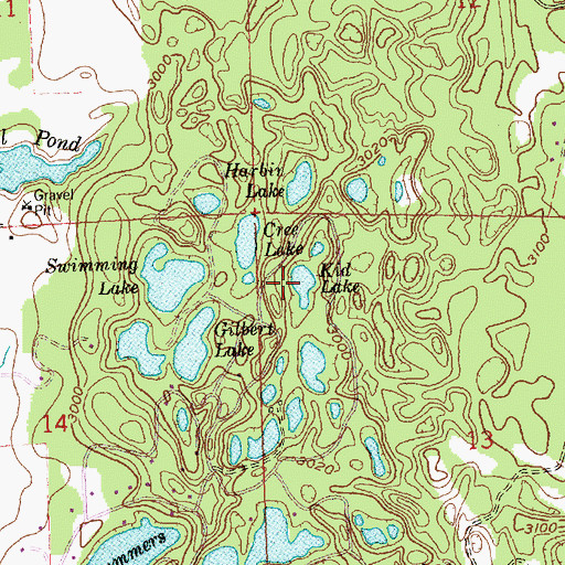 Topographic Map of Kid Lake, MT