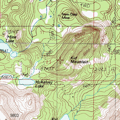 Topographic Map of Kid Mountain, MT