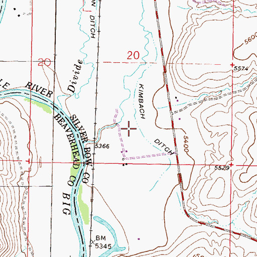 Topographic Map of Kimbach Ditch, MT