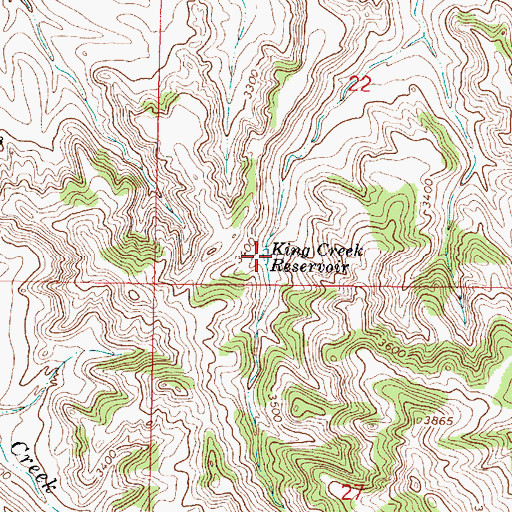 Topographic Map of King Creek Reservoir, MT