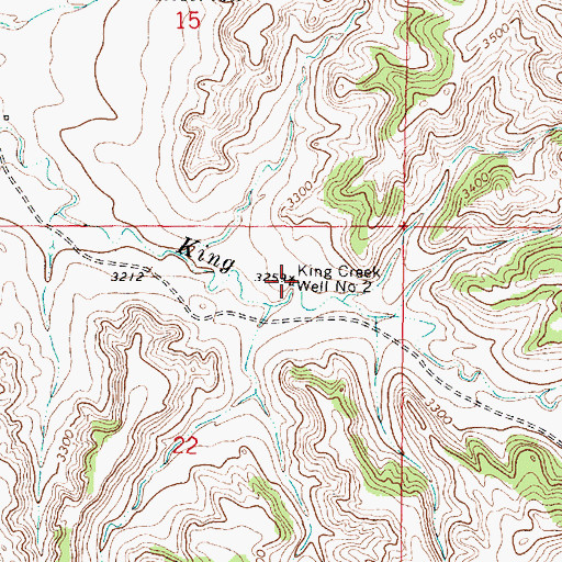 Topographic Map of King Creek Well Number Two, MT