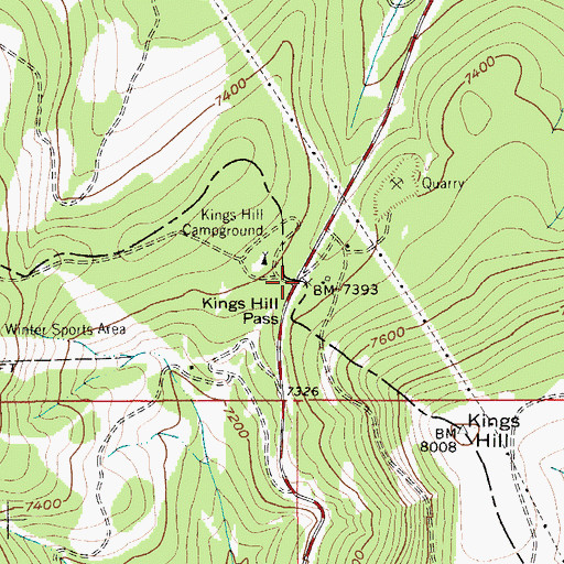 Topographic Map of Kings Hill Pass, MT