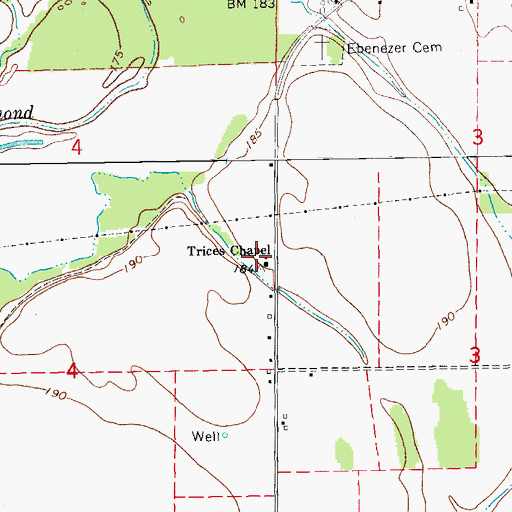 Topographic Map of Trices Chapel, AR