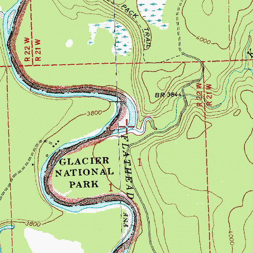 Topographic Map of Kintla Creek, MT
