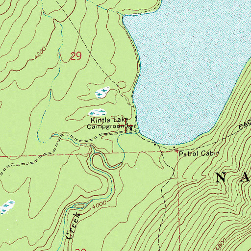 Topographic Map of Kintla Lake Campground, MT