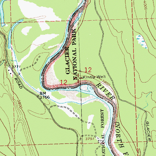 Topographic Map of Kintla Well, MT