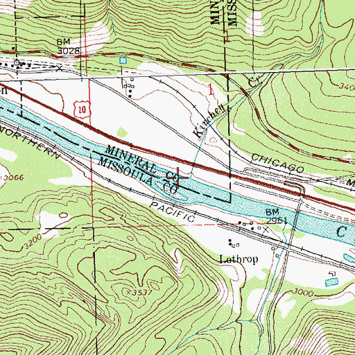 Topographic Map of Kirchey Creek, MT