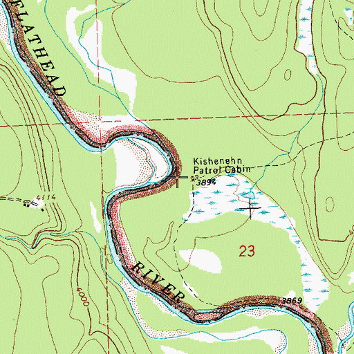 Topographic Map of Kishenehn Patrol Cabin, MT