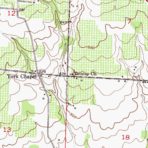 Topographic Map of Trinity Methodist Church, AR