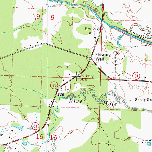 Topographic Map of Trinity United Methodist Church, AR