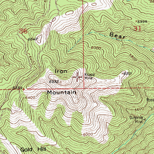 Topographic Map of Knapp Mine, MT