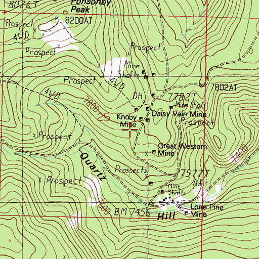 Topographic Map of Knoby Mine, MT