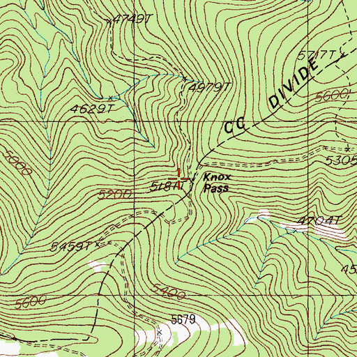 Topographic Map of Knox Pass, MT
