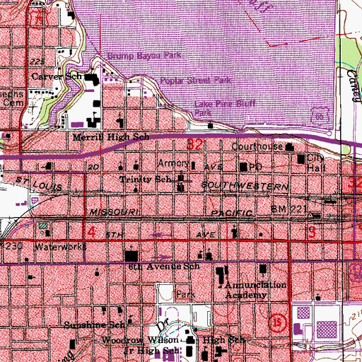 Topographic Map of Trinity School, AR