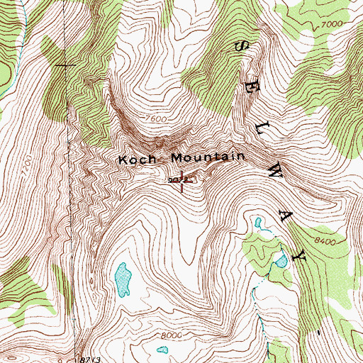 Topographic Map of Koch Mountain, MT
