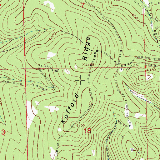 Topographic Map of Kofford Ridge, MT