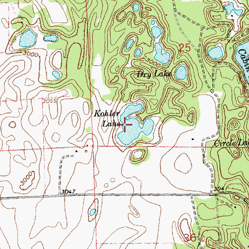 Topographic Map of Kohler Lake, MT