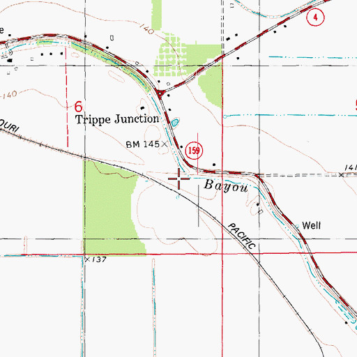 Topographic Map of Trippe Junction, AR