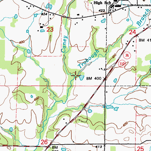 Topographic Map of Trobough Branch, AR