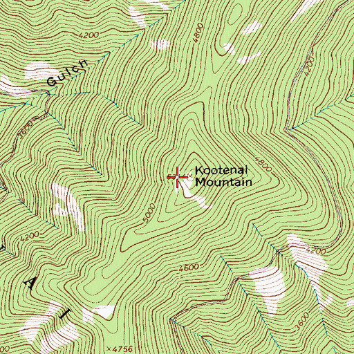 Topographic Map of Kootenai Mountain, MT