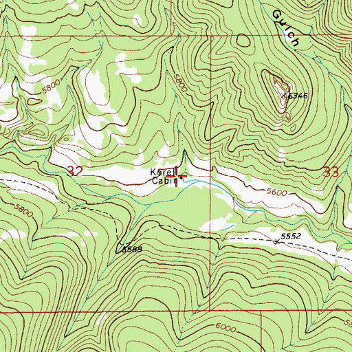 Topographic Map of Korell Cabin, MT