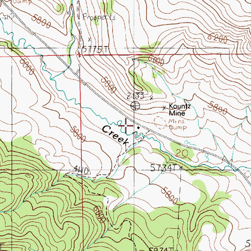 Topographic Map of Kountz Mine, MT