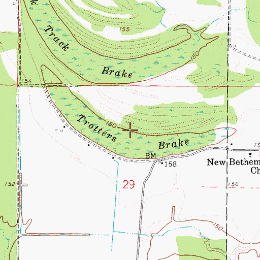 Topographic Map of Trotters Brake, AR