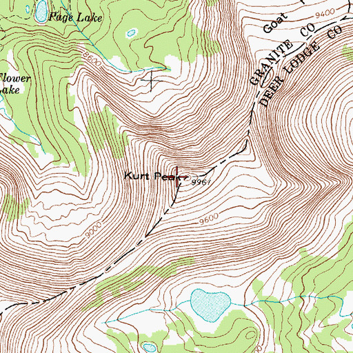 Topographic Map of Kurt Peak, MT