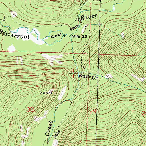 Topographic Map of Kurtz Creek, MT