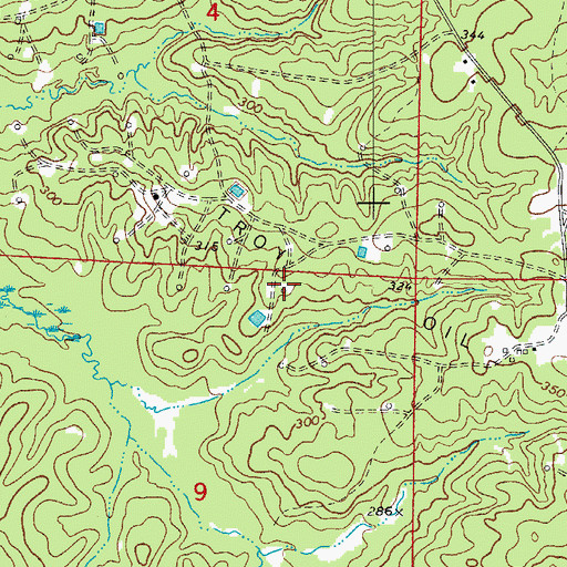 Topographic Map of Troy Oil Field, AR