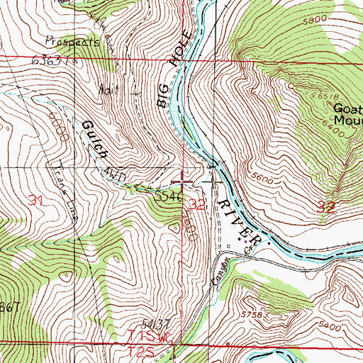 Topographic Map of LaMarche Gulch, MT