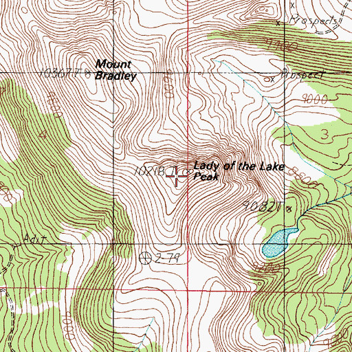 Topographic Map of Lady of the Lake Peak, MT