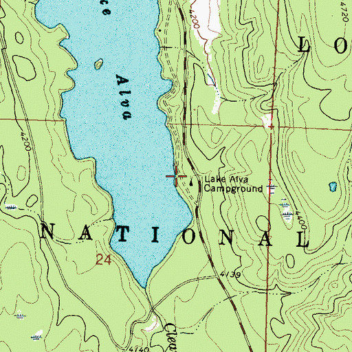 Topographic Map of Lake Alva Campground, MT