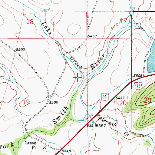 Topographic Map of Lake Creek, MT