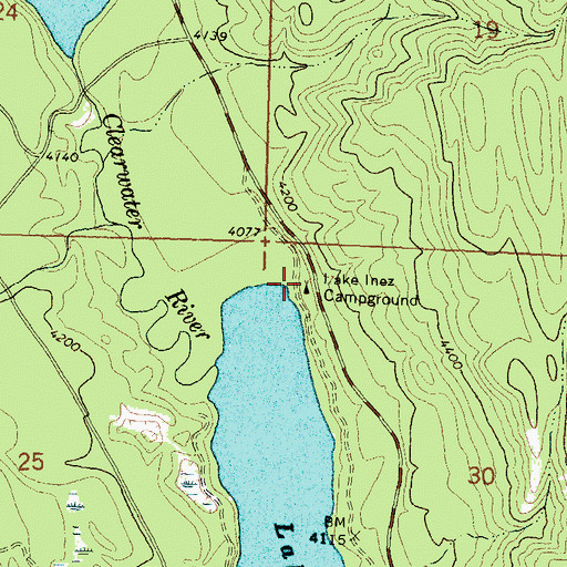 Topographic Map of Lake Inez Campground, MT