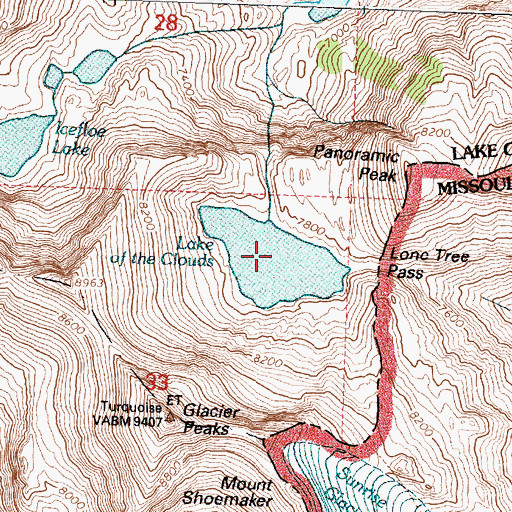 Topographic Map of Lake of the Clouds, MT