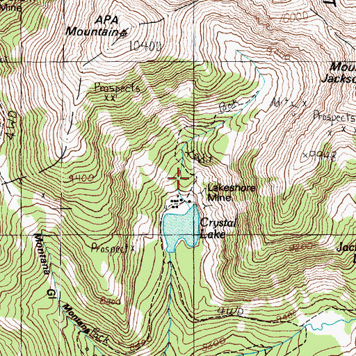Topographic Map of Lakeshore Mine, MT