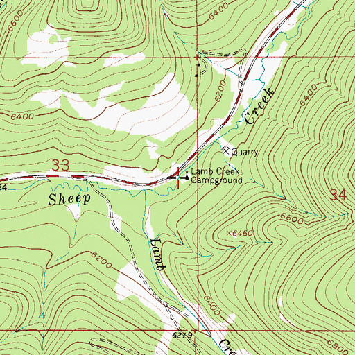Topographic Map of Lamb Creek Campground, MT