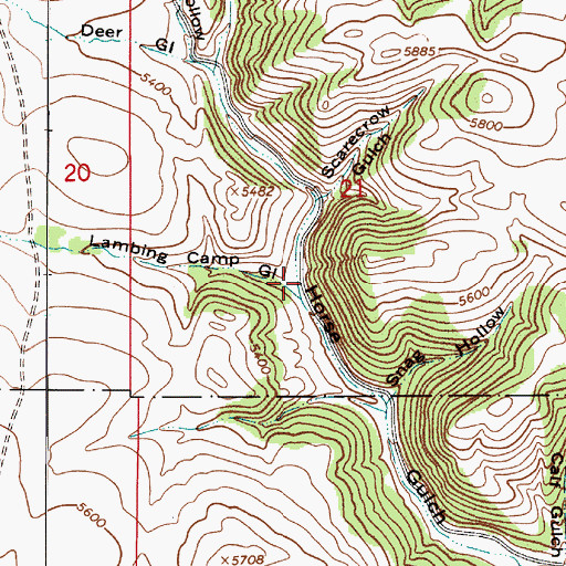 Topographic Map of Lambing Camp Gulch, MT