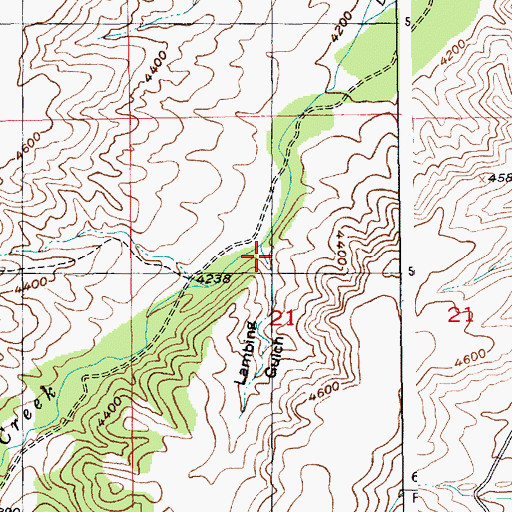 Topographic Map of Lambing Gulch, MT