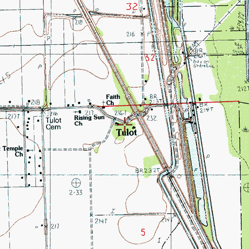 Topographic Map of Tulot, AR
