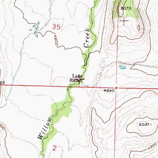 Topographic Map of Lane Ranch, MT