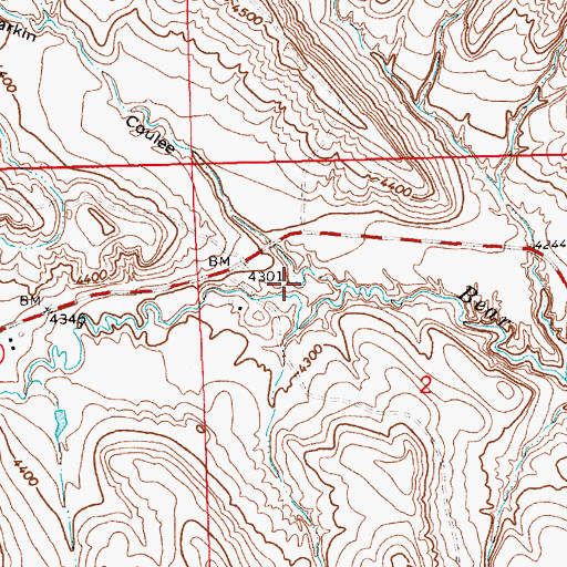 Topographic Map of Larkin Coulee, MT