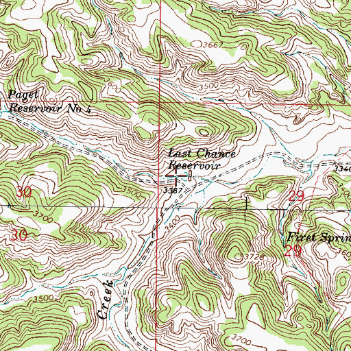 Topographic Map of Last Chance Reservoir, MT