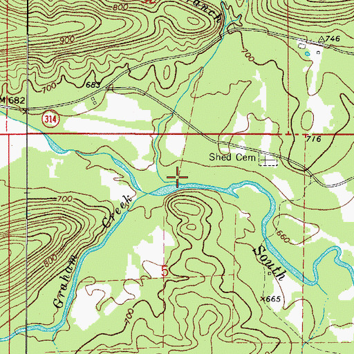 Topographic Map of Turner Branch, AR