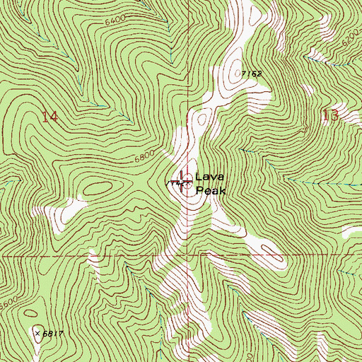 Topographic Map of Lava Peak, MT